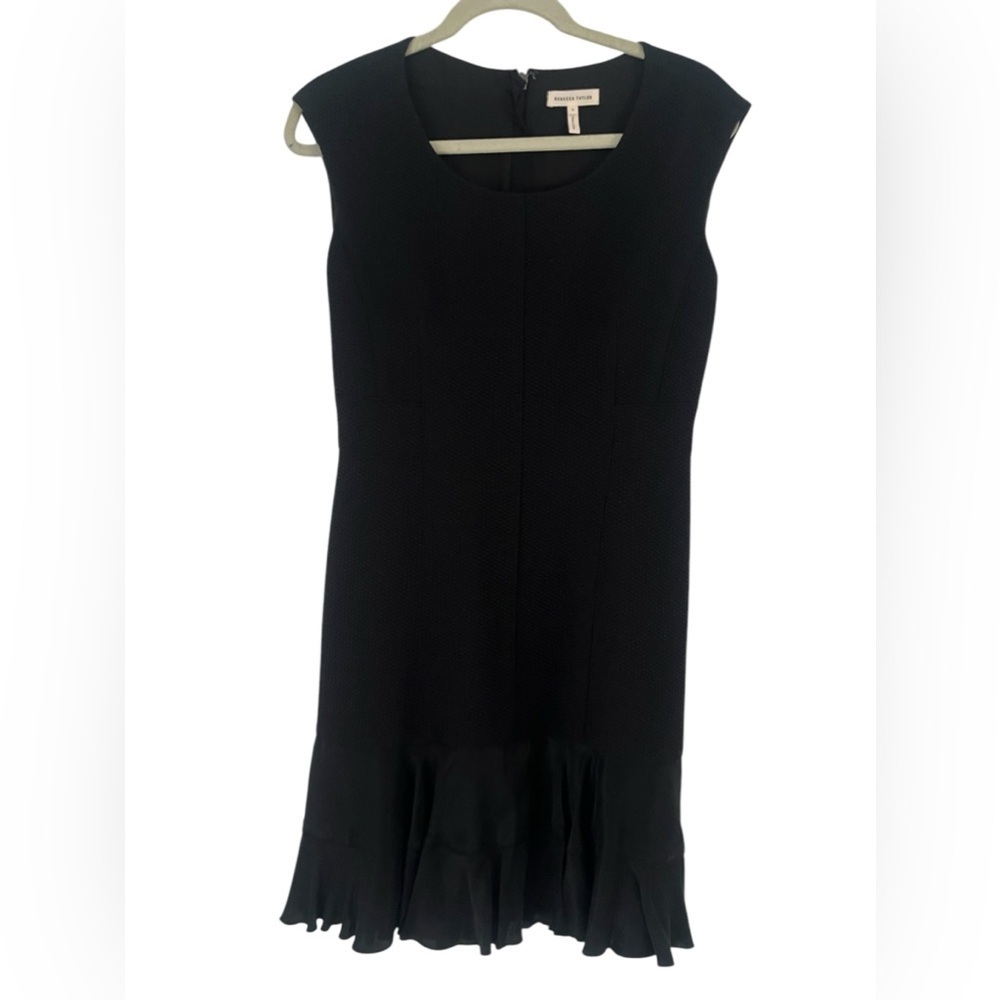 REBECCA TAYLOR Stacy Fit-&-Flare Flounce Black Dress. size 6 women’s work or fun - Picture 10 of 11